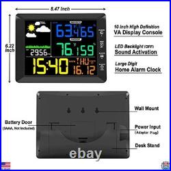 10-Inch Wireless Weather Station Clock Black Indoor Monitor with Barometer & 10-Inch Wireless Weather Station Clock Black Indoor Monitor with Barometer &