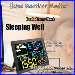 10-Inch Wireless Weather Station Clock Black Indoor Monitor with Barometer & 10-Inch Wireless Weather Station Clock Black Indoor Monitor with Barometer &