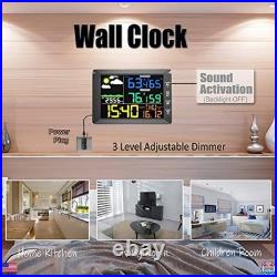 10-Inch Wireless Weather Station Clock Black Indoor Monitor with Barometer & 10-Inch Wireless Weather Station Clock Black Indoor Monitor with Barometer &