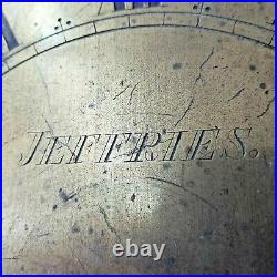 1700's Signed Jeffries Cast Engraved Brass'Bird Cage' Clock Dial