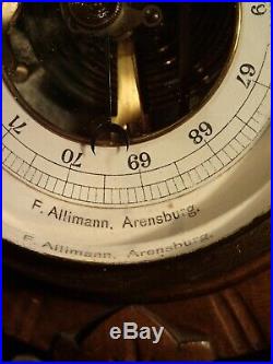 1800 / early 1900 THERMOMETER BAROMETER CARVED WOOD ART NOUVEAU RUSSIA RUSSIAN