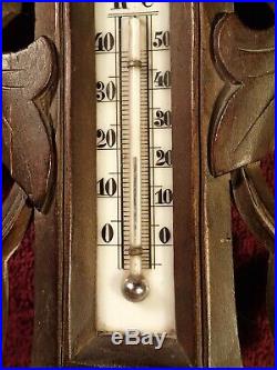 1800 / early 1900 THERMOMETER BAROMETER WELL CARVED WOOD IMPERIAL RUSSIA RUSSIAN