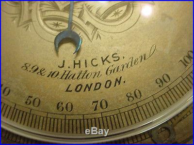 1800's J. Hicks-London-Model 50992 Barometer & Thermometer Instrument-Fancy