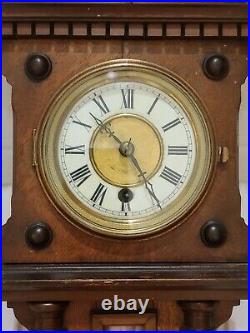 1800's Victorian Wurttemberg German Walnut Wall Barometer Thermometer Wall Clock