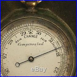 1800 vtg Barometer Altimeter Thermometer & Compass silvered dial watch antique