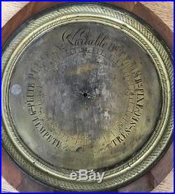 1830 Antique Wood Mahogany Paris France Wheel Barometer Thermometer RARE