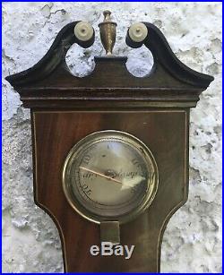 1830's Regency Mahogany Barometer by F. Stringa of Carmarthen Boxwood Case