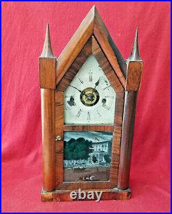 1860 Terry & Andrews Striking Steeple Clock With Strike & Alarm