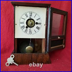 1865 Seth Thomas'Cigar Box' Mini Alarm Shelf Clock With ST Hands