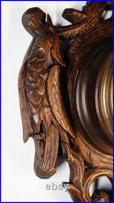 1879 Antique Weather Station Barometer & Thermometer With Hand-Carved Wood