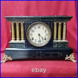 1885 American Adamantine Engraved Case & 6 Full Column E. N. Welch Mantle Clock