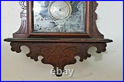 1885 E. N. Welch Walnut Carved Hanging Parlor Clock With Fabulous Jacot Pendulum