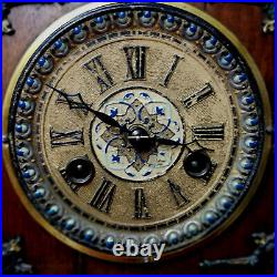 1885 German Striking Bracket Clock With 3 Finial & Floral Enameled Case-Look