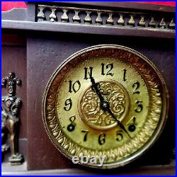 1885 Ingraham Mantle Clock With HUGE Claw Feet Mythological Lion Applications