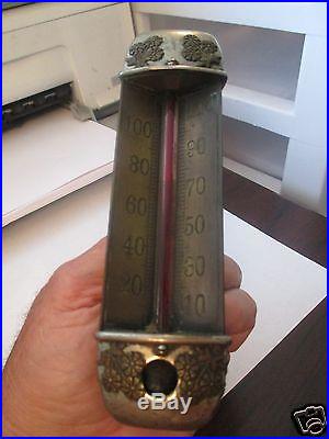 1887 Triangular Thermometer Brass, Applied Flowers Taylor Bros Rochester, N. Y