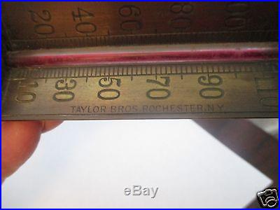 1887 Triangular Thermometer Brass, Applied Flowers Taylor Bros Rochester, N. Y