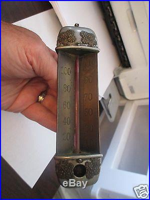 1887 Triangular Thermometer Brass, Applied Flowers Taylor Bros Rochester, N. Y
