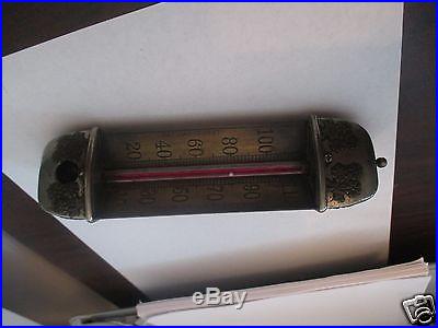 1887 Triangular Thermometer Brass, Applied Flowers Taylor Bros Rochester, N. Y