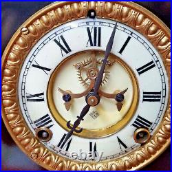 1890 Annsonia 8 Day Strike Cast Iron Mantle Clock