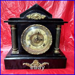 1890 Ansonia 8 Day Strike Cast Iron Mantle Clock For Restoration