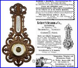 1893 Freemasonry Genuine Masonic Weather Station, Barometer, Carved Wood
