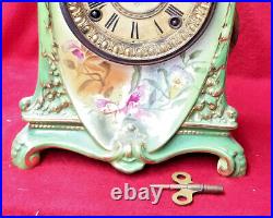 1895 Ansonia Royal Bonn La Cruz Striking Porcelain Clock