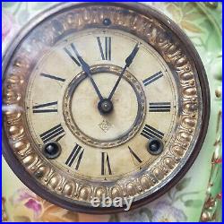 1895 Ansonia Royal Bonn La Cruz Striking Porcelain Clock