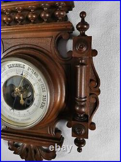 1910 Barometer Style Henri II Weather Station, Barometer, Thermometer