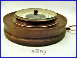 1920s German Aneroid Barometer Porcelain Face Exposed Movement Wood Grain Frame