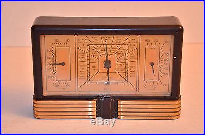 1927 TAYLOR INSTRUMENTS DECO WEATHER STATION BAROMETER TEMP HUMIDITY