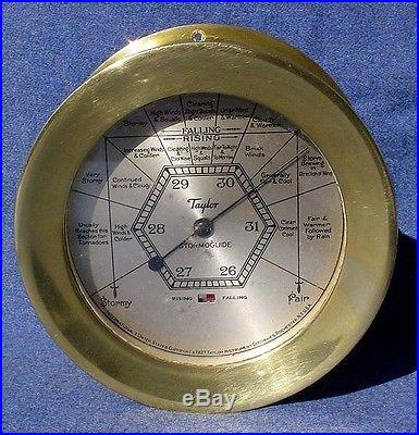 1927 Taylor Instrument Stormoguide Brass Strip Barometer Clean