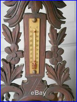 1930s Vintage French BLACK FOREST Barometer & Thermometer