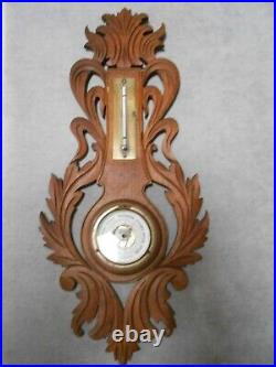 1950s Vintage French wood Barometer & Thermometer numbered 199