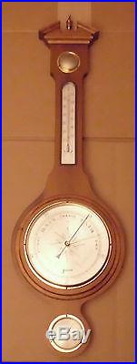 1960's JASON LARGE SIZED WALL BAROMETER MEASURES 29 1/2 IN LENGTH WOOD & BRASS