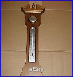 1960's JASON LARGE SIZED WALL BAROMETER MEASURES 29 1/2 IN LENGTH WOOD & BRASS
