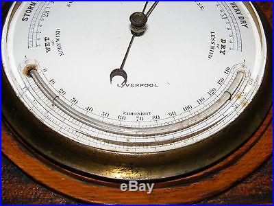 19C CAPTAIN CUMMINGS ANTIQUE CHADBURN & SON LIVERPOOL CARVED OAK SHIP BAROMETER