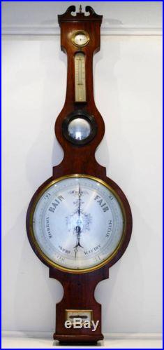 19C Mahogany Wheel Barometer by A. Pozzi Wootton & Bassett w/ Thermometer No Res