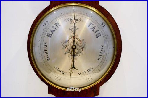 19C Mahogany Wheel Barometer by A. Pozzi Wootton & Bassett w/ Thermometer No Res