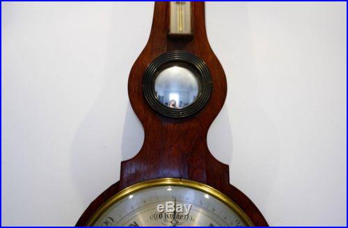 19C Mahogany Wheel Barometer by A. Pozzi Wootton & Bassett w/ Thermometer No Res
