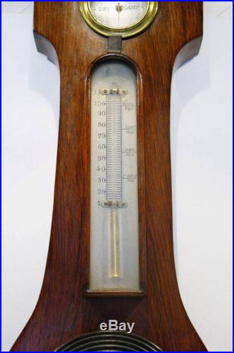 19C Mahogany Wheel Barometer by A. Pozzi Wootton & Bassett w/ Thermometer No Res