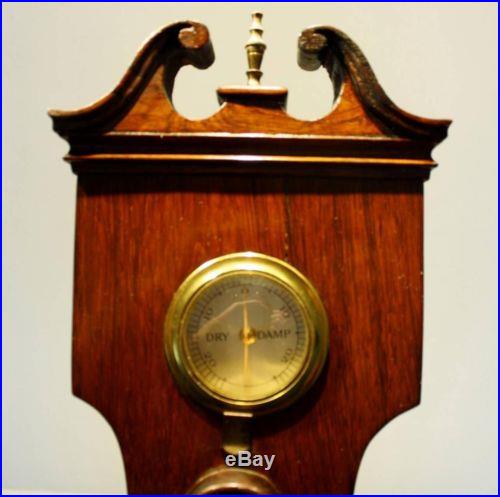 19C Mahogany Wheel Barometer by A. Pozzi Wootton & Bassett w/ Thermometer No Res