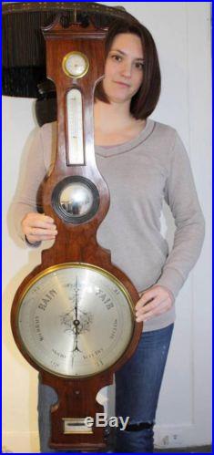 19C Mahogany Wheel Barometer by A. Pozzi Wootton & Bassett w/ Thermometer No Res