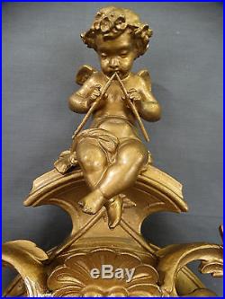 19thC Antique FRENCH Figural PUTTI & BIRD Victorian WINGED CHERUB Old BAROMETER