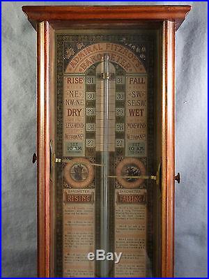 19thC Antique VICTORIAN Era ADMIRAL FITZROY Old WALL WEATHER Station BAROMETER