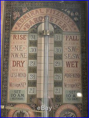 19thC Antique VICTORIAN Era ADMIRAL FITZROY Old WALL WEATHER Station BAROMETER