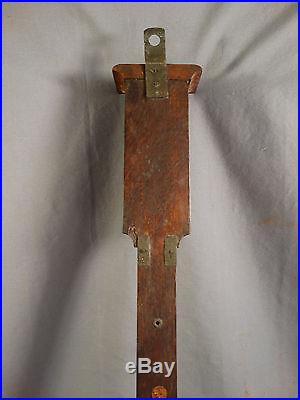 19thC Antique VICTORIAN Era SHIPS Bulkhead STICK BAROMETER Nautical THERMOMETER