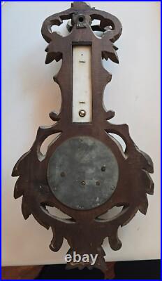 19th C Wood Carved Balck Forest Barometer w Bird