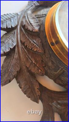 19th C Wood Carved Balck Forest Barometer w Bird