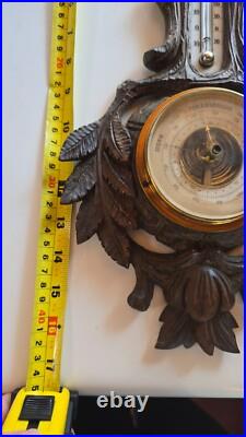 19th C Wood Carved Balck Forest Barometer w Bird