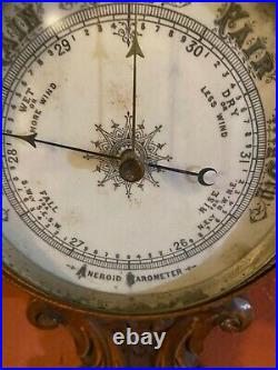 19th Century Aneroid Carved Oak Case Barometer
